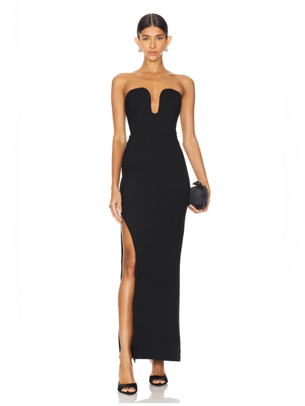 Worn Once - Elliatt Black Strapless Sweetheart Gown with Thigh Slit